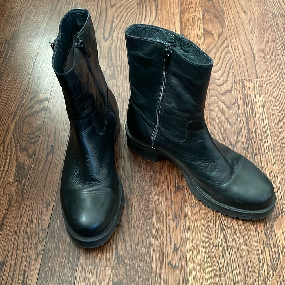 Mix Mooz Patina black leather moto boots, size 39